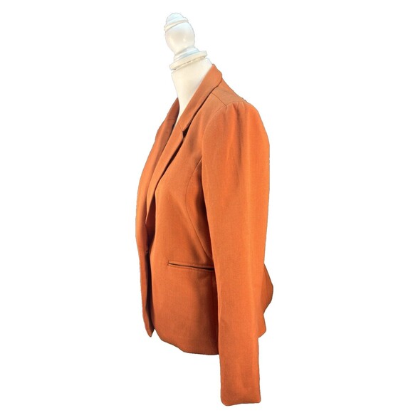 The Limited Rust Orange 1 Button Blazer Suit Jacket Women's size L Zipper Pocket - Picture 5 of 9